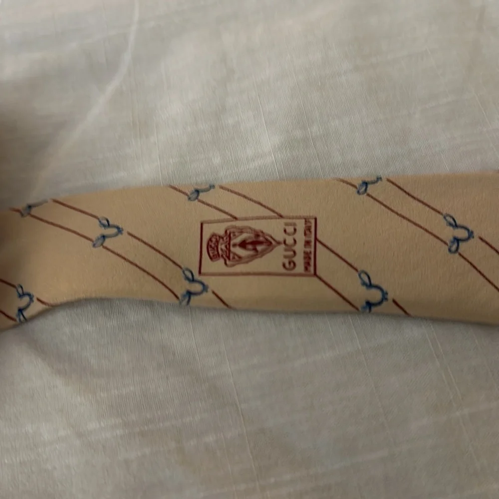 Vtg GUCCI Logo Silk Neck Tie
